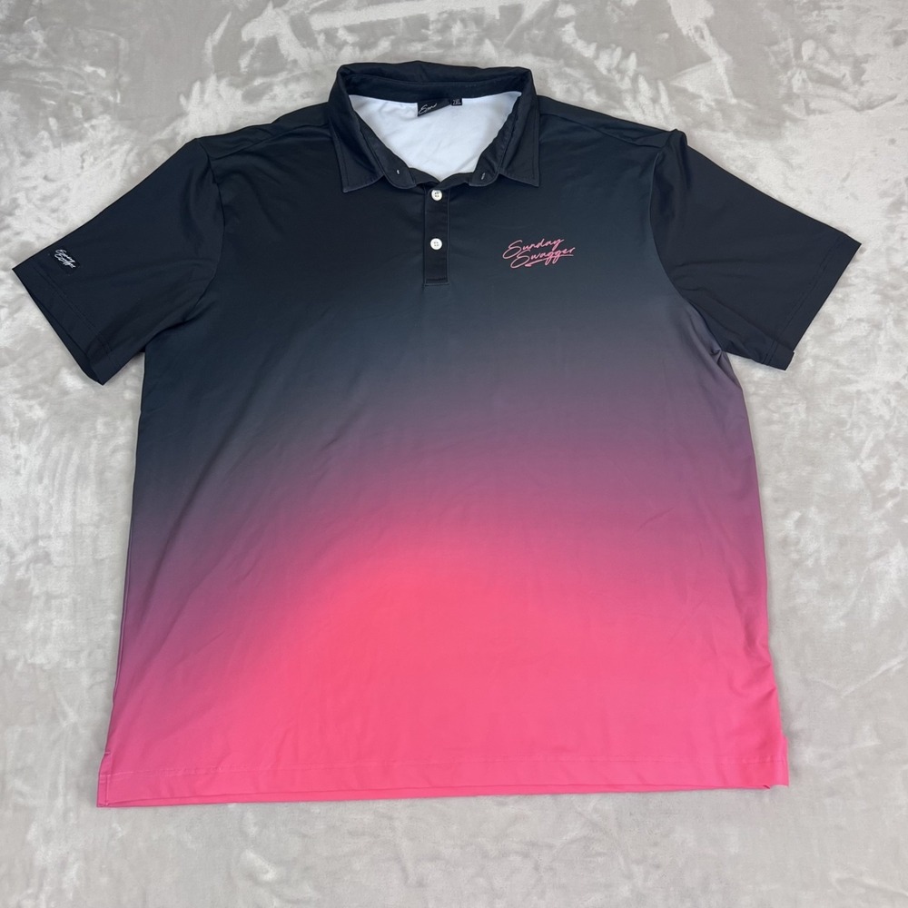 Sunday Swagger Shirt Mens 2XL Black To Pink Gradient Performance Stretch Golf